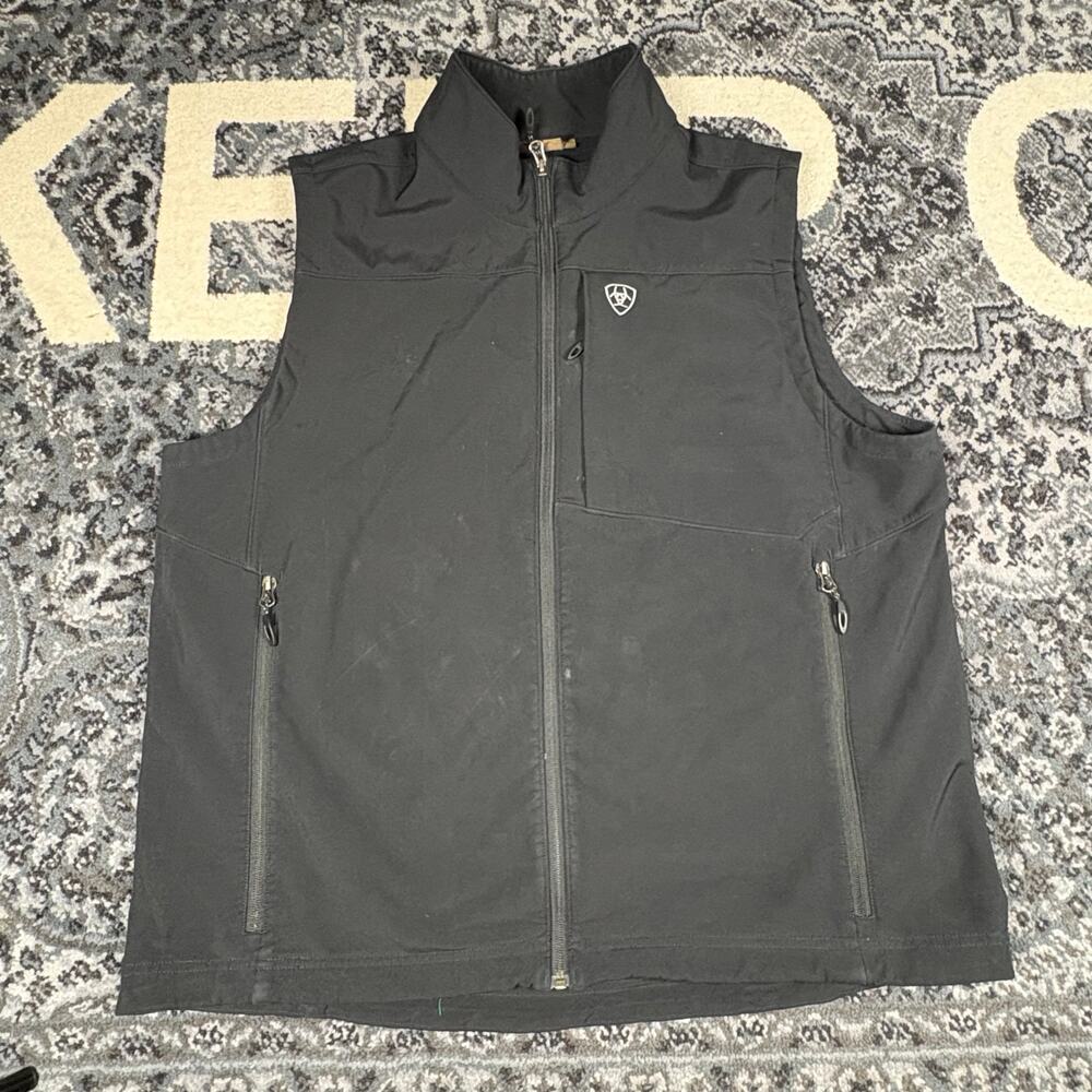 Ariat Men’s‎ Black Softshell Vest Size XLarge – Zip Front Outdoor Workwear